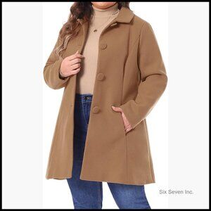 Polyester Pea Coat Long Coat Plus Size Winter Coats Button Down